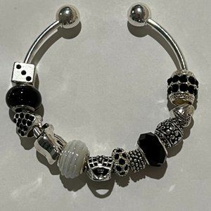 BLACK BANGLE EUROPEAN CHARM BRACELET